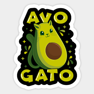 Cute & Funny Avogato Avocado Cat Pun Sticker